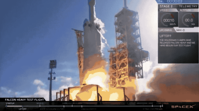 فشل في هبوط معزز الانطلاق الاوسط في صاروخ Falcon Heavy عند عودته للارض!